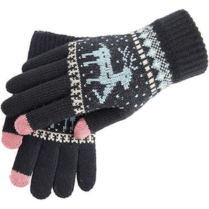 Manusi de Dama, Flippy, Model Ren, Functie Touchscreen (ecran tactil), Material Acril Tricotat, Manseta Elastica, Interior Catifelat, Marime Universala, Negru-0