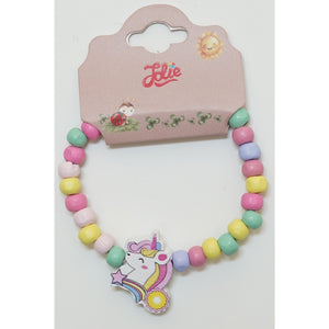 Martisor Bratara Curcubeu pentru Copii, Elastica, din Lemn, Model 1-0