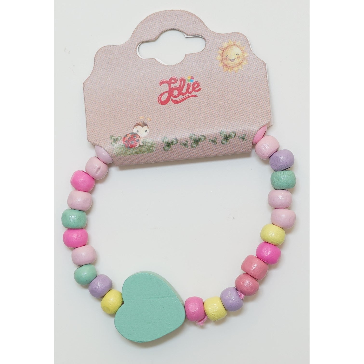 Martisor Bratara Curcubeu pentru Copii, Elastica, din Lemn, Model 3-0