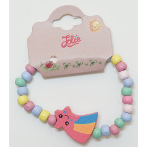 Martisor Bratara Curcubeu pentru Copii, Elastica, din Lemn, Model 6-0