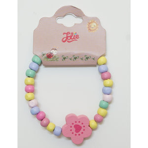 Martisor Bratara Curcubeu pentru Copii, Elastica, din Lemn, Model 7-0