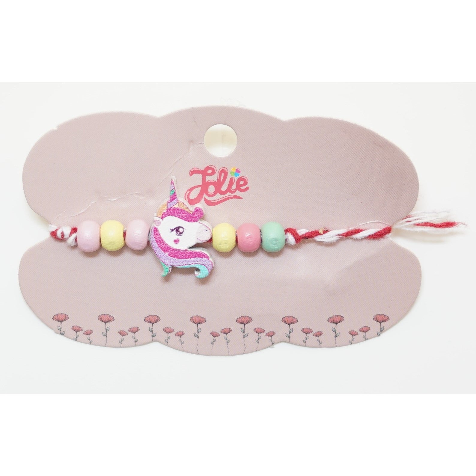 Martisor Bratara Multicolora pentru Copii, din Lemn si Textil, Model 4-0