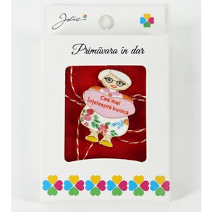 Martisor Brosa Mica in Cutie, Dimensiune Brosa 2.5-3 cm, Material Metal, Model Cea Mai inteleapta Bunica-0