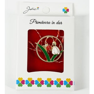 Martisor Brosa Mica in Cutie, Dimensiune Brosa 2.5-3 cm, Material Metal, Model Cerc cu Ghiocel-0