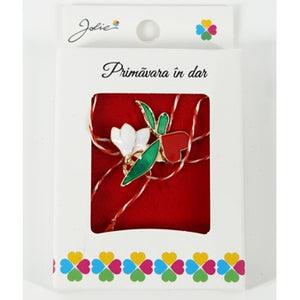 Martisor Brosa Mica in Cutie, Dimensiune Brosa 2.5-3 cm, Material Metal, Model Ghiocel-0