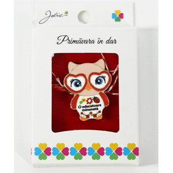 Martisor Brosa Mica in Cutie, Dimensiune Brosa 2.5-3 cm, Material Metal, Model "O educatoare minunata"-0