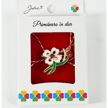 Martisor Brosa Mica in Cutie, Dimensiune Brosa 2.5-3 cm, Material Metal, Model Trifoi alb-0