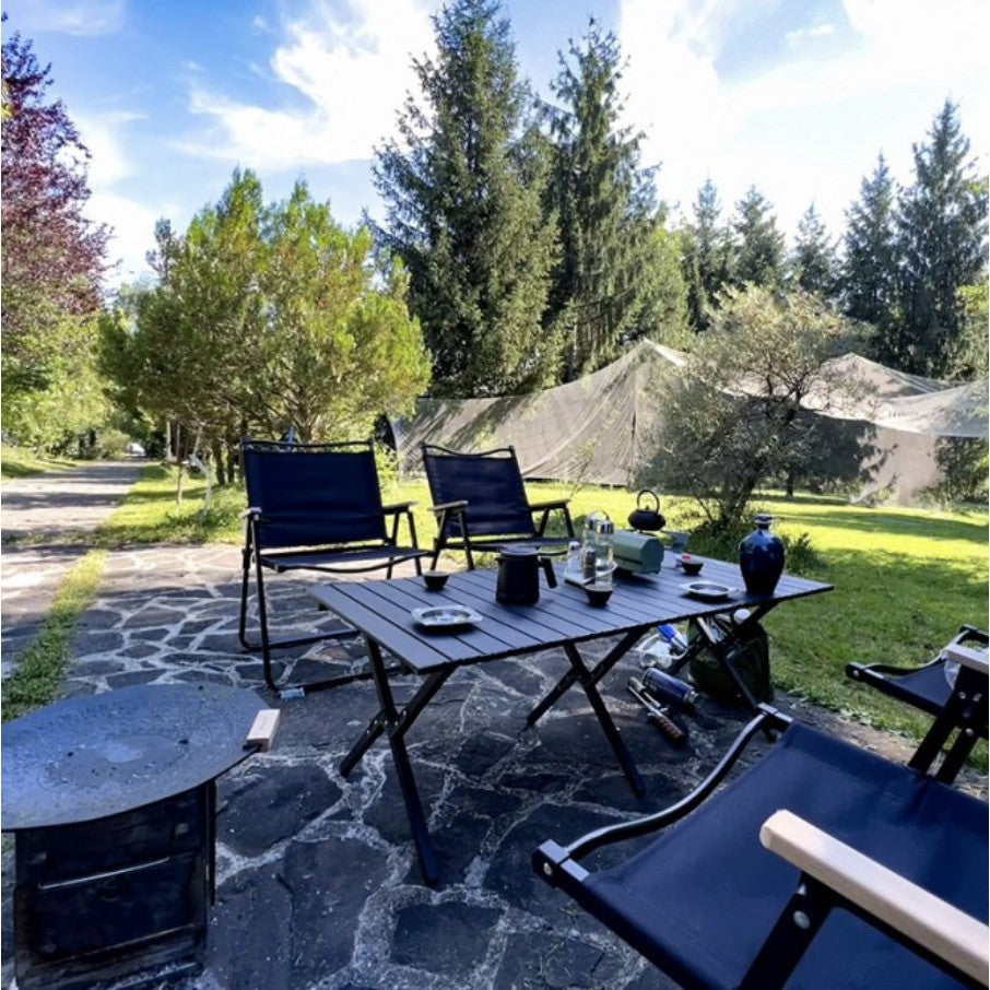 Masa camping, Aluminiu, Pliabila, Flippy, 120x60x43cm, Negru-4