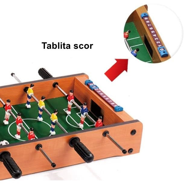 Masa de fotbal cu teren si 12 jucatori Flippy, cu tablou pentru scor, din metal, lemn si ABS, 34.5 x 23 x 7 cm, pentru copii-1