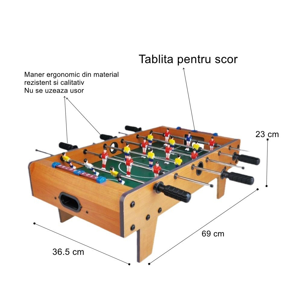 Masa de Fotbal cu Teren si 18 Jucatori Flippy, 6 Manere, cu Tablou pentru Scor, din Metal, Lemn si ABS, 69 x 36.5 x 23 cm, cu Picioare, pentru copii/adulti-1