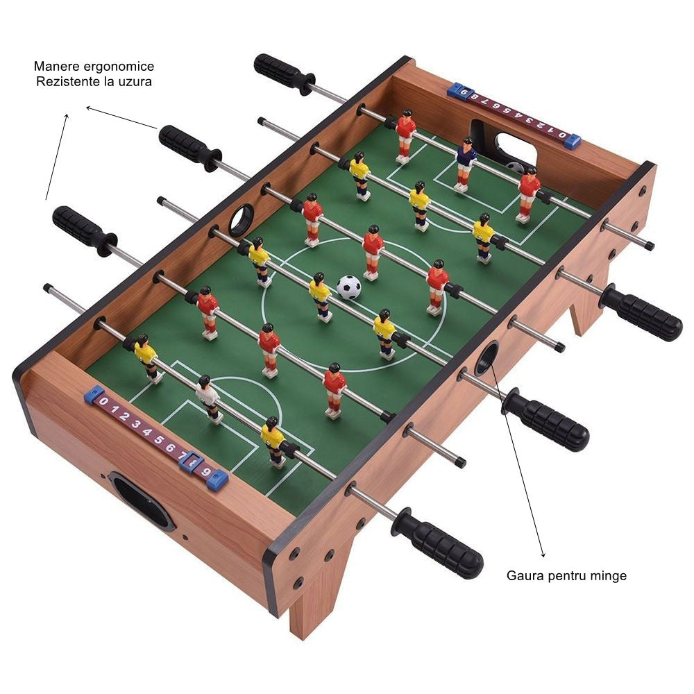 Masa de Fotbal cu Teren si 18 Jucatori Flippy, 6 Manere, cu Tablou pentru Scor, din Metal, Lemn si ABS, 69 x 36.5 x 23 cm, cu Picioruse, pentru copii/adulti-2
