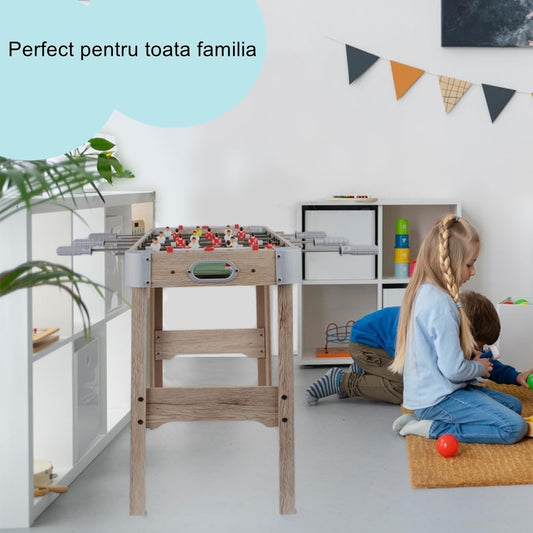 Masa de Fotbal cu Teren si 18 Jucatori Flippy, 6 Manere, cu Tablou pentru Scor, din Metal, Lemn si ABS, 70 x 36 x 64 cm, cu Picioare, pentru copii/adulti, Gri-1