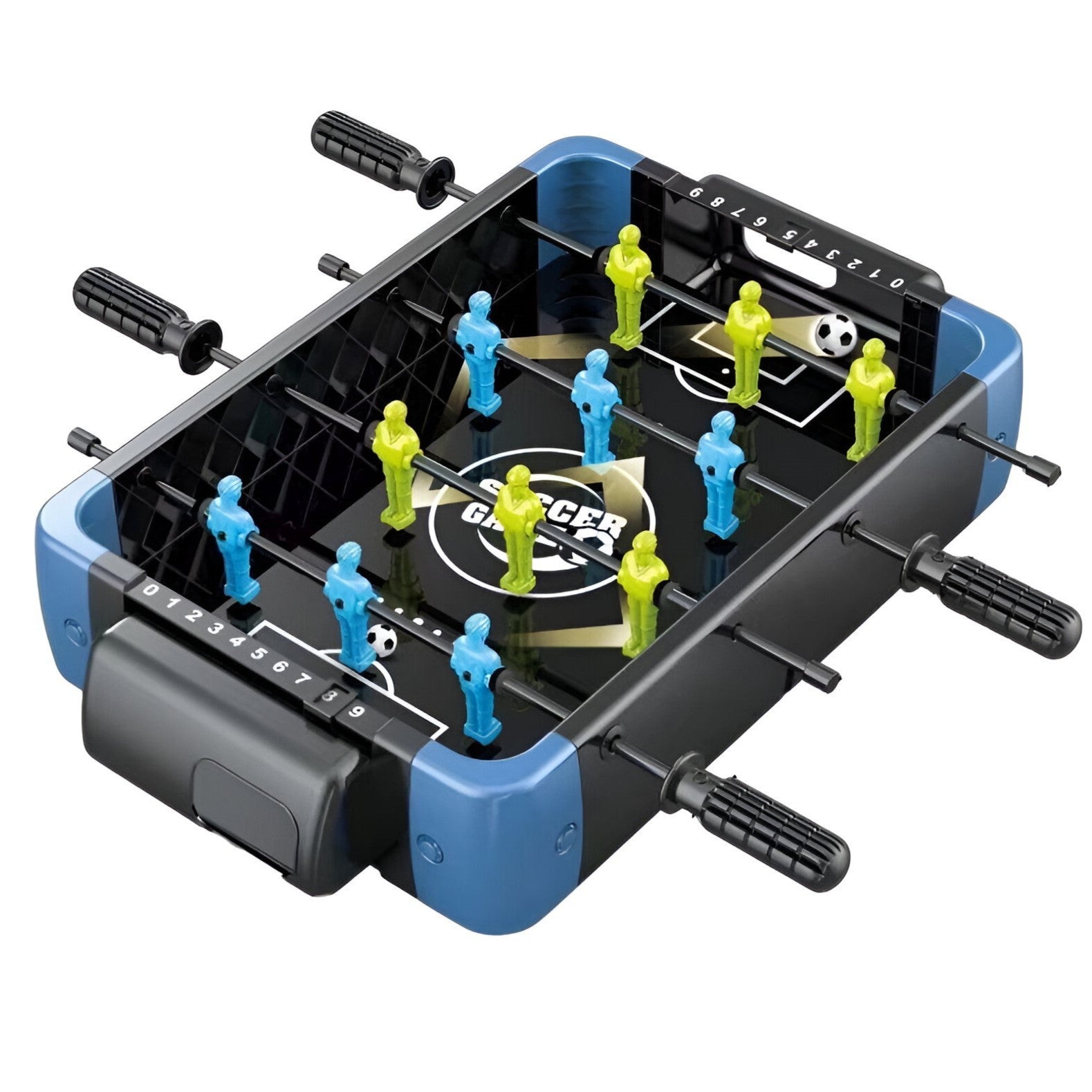 Masa de Joc 5in1 Flippy, cu Teren Schimbabil de Fotbal, Basket, Bowling, Curling si Hockey, cu Tablou Scor, din ABS, 47.5x32x8.5 cm, Design Multicolor, pentru Copii/ Adulti-0