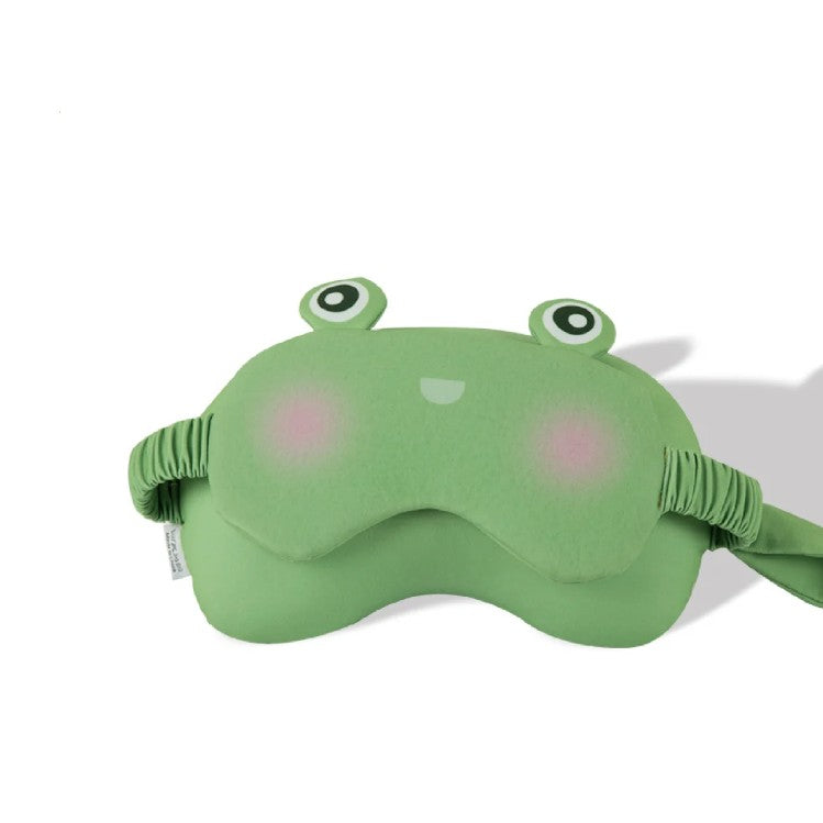 Masca de dormit, Flippy, 2 in 1, cu Tetiera, din Particule de Spuma si Bumbac, Model Broasca ,Verde-5