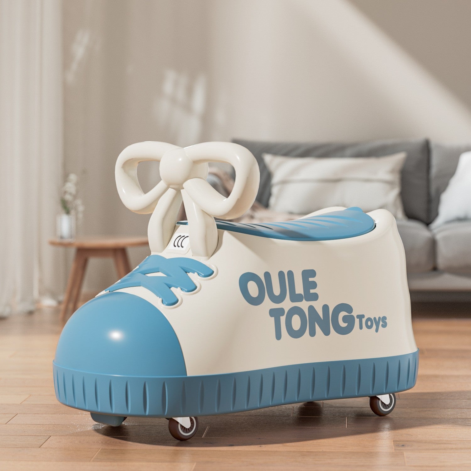 Masina pentru Copii, Flippy, Model Pantof, 4 Roti, 1-6 ani, Cutie de Depozitare, din ABS, 48 x 27 x 34 cm, Albastru-3