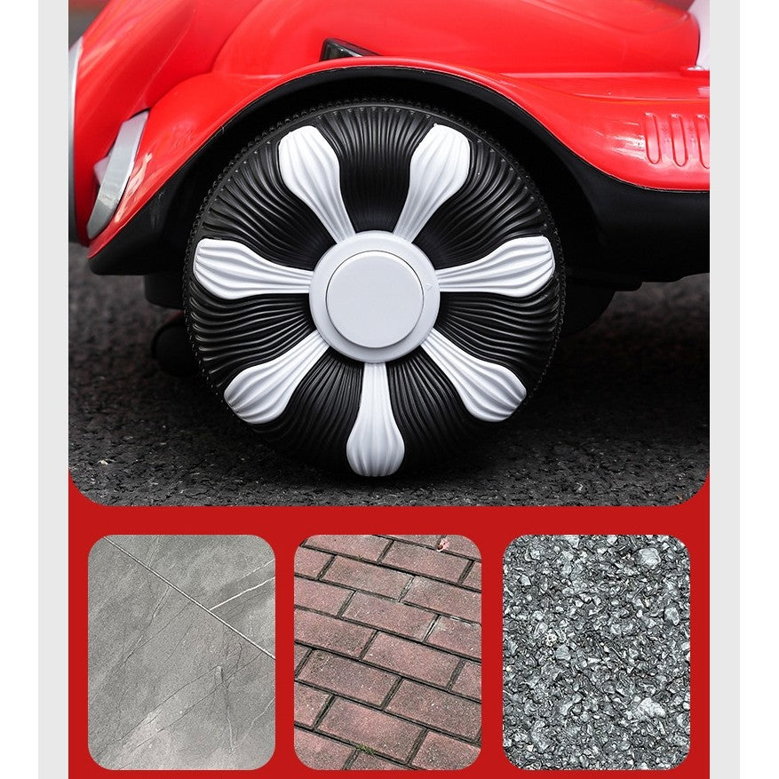 Masinuta electrica cu telecomanda pentru copii, Flippy, roti spate rotire 360, 3- 6 ani, curea siguranta, baloane de sapun, lumini si sunete, self control si prin telecomanda, cu pedale de acceleratie si frana, rosie-1