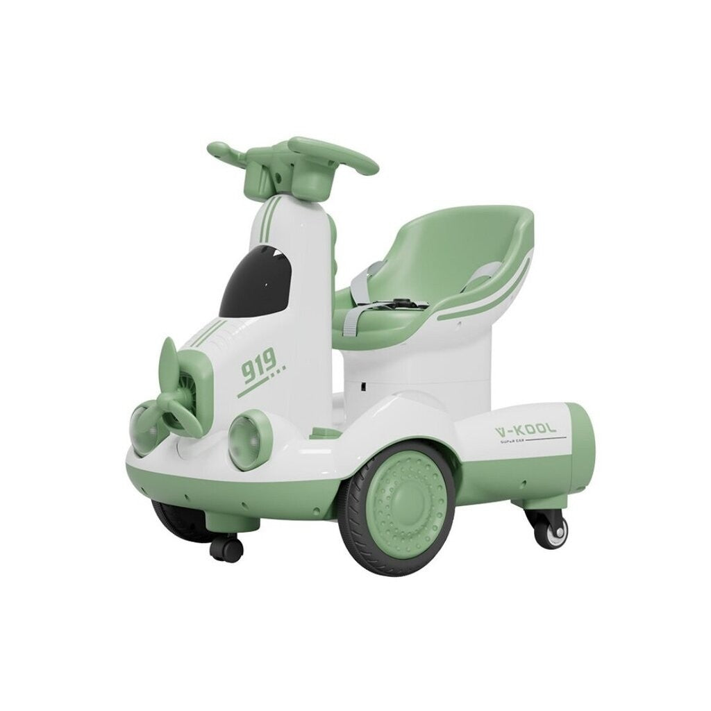 Masinuta Electrica, Flippy, pe 4 Roti, cu Telecomanda, Lumini Led si Muzica, +2 ani, Inaltime Reglabila, Verde-0