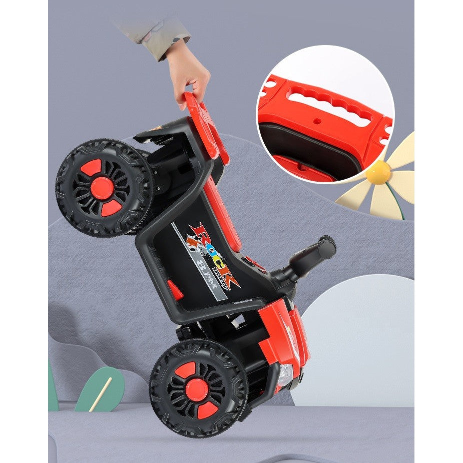 Masinuta Electrica Flippy, pe 4 Roti, Tip ATV, cu Acumulator, Sistem Anti-Rasturnare, Sistem de Lumini si Sunet, 2-5 Ani, 70 x 43 x 48 cm, Rosu-3