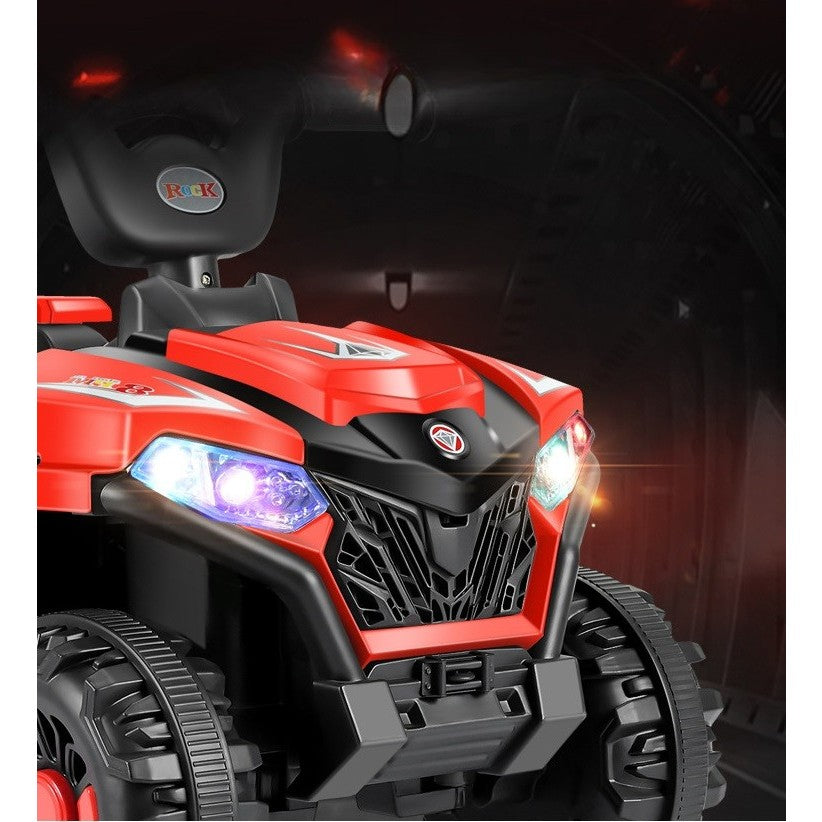 Masinuta Electrica Flippy, pe 4 Roti, Tip ATV, cu Acumulator, Sistem Anti-Rasturnare, Sistem de Lumini si Sunet, 2-5 Ani, 70 x 43 x 48 cm, Rosu-6