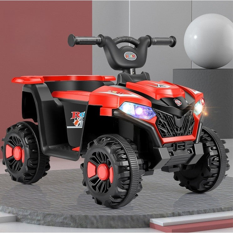 Masinuta Electrica Flippy, pe 4 Roti, Tip ATV, cu Acumulator, Sistem Anti-Rasturnare, Sistem de Lumini si Sunet, 2-5 Ani, 70 x 43 x 48 cm, Rosu-8