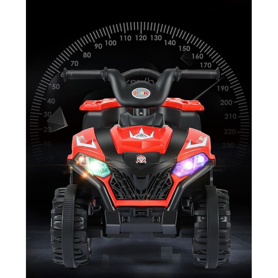 Masinuta Electrica Flippy, pe 4 Roti, Tip ATV, cu Acumulator, Sistem Anti-Rasturnare, Sistem de Lumini si Sunet, 2-5 Ani, 70 x 43 x 48 cm, Rosu-12