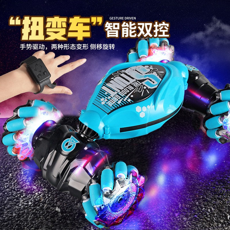 Masinuta pentru copii controlabila prin gesturi si telecomanda, Flippy, cu efecte de lumini si muzica, Albastru-2