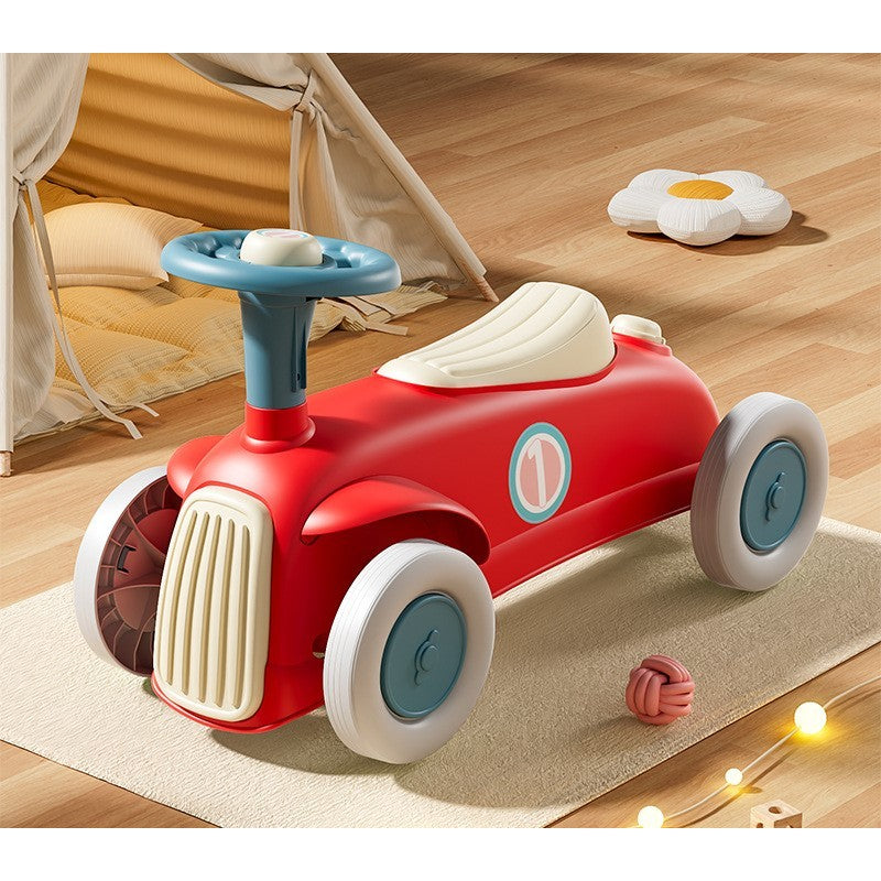 Masinuta Ride-On Flippy, cu Sistem Anti-Rasturnare, Claxon pe Volan, 1-6 Ani, 60 x 28 x 34 cm, Rosu-Crem-1
