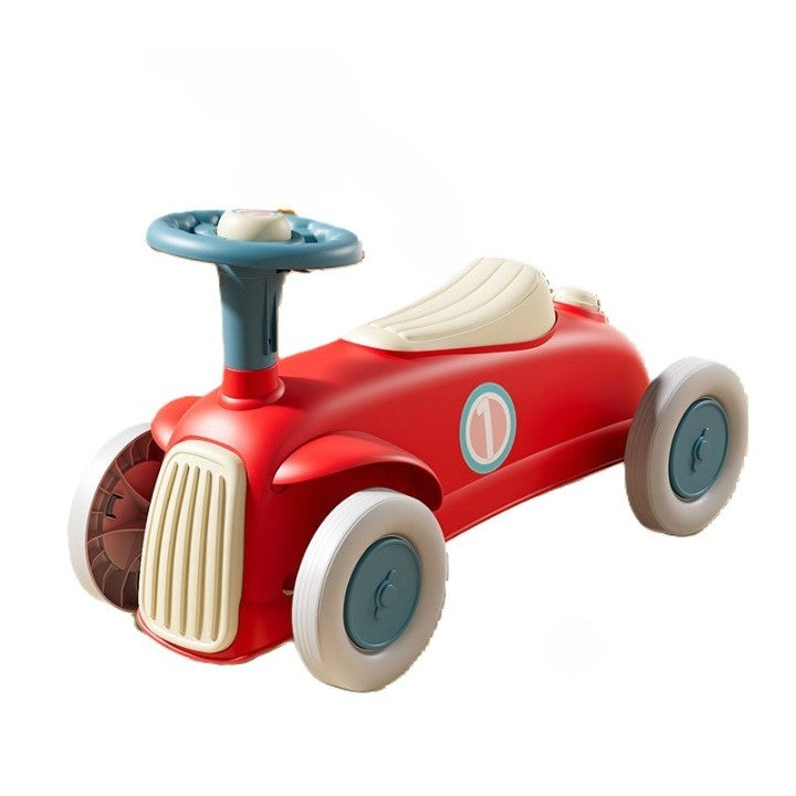 Masinuta Ride-On Flippy, cu Sistem Anti-Rasturnare, Claxon pe Volan, 1-6 Ani, 60 x 28 x 34 cm, Rosu-Crem-0