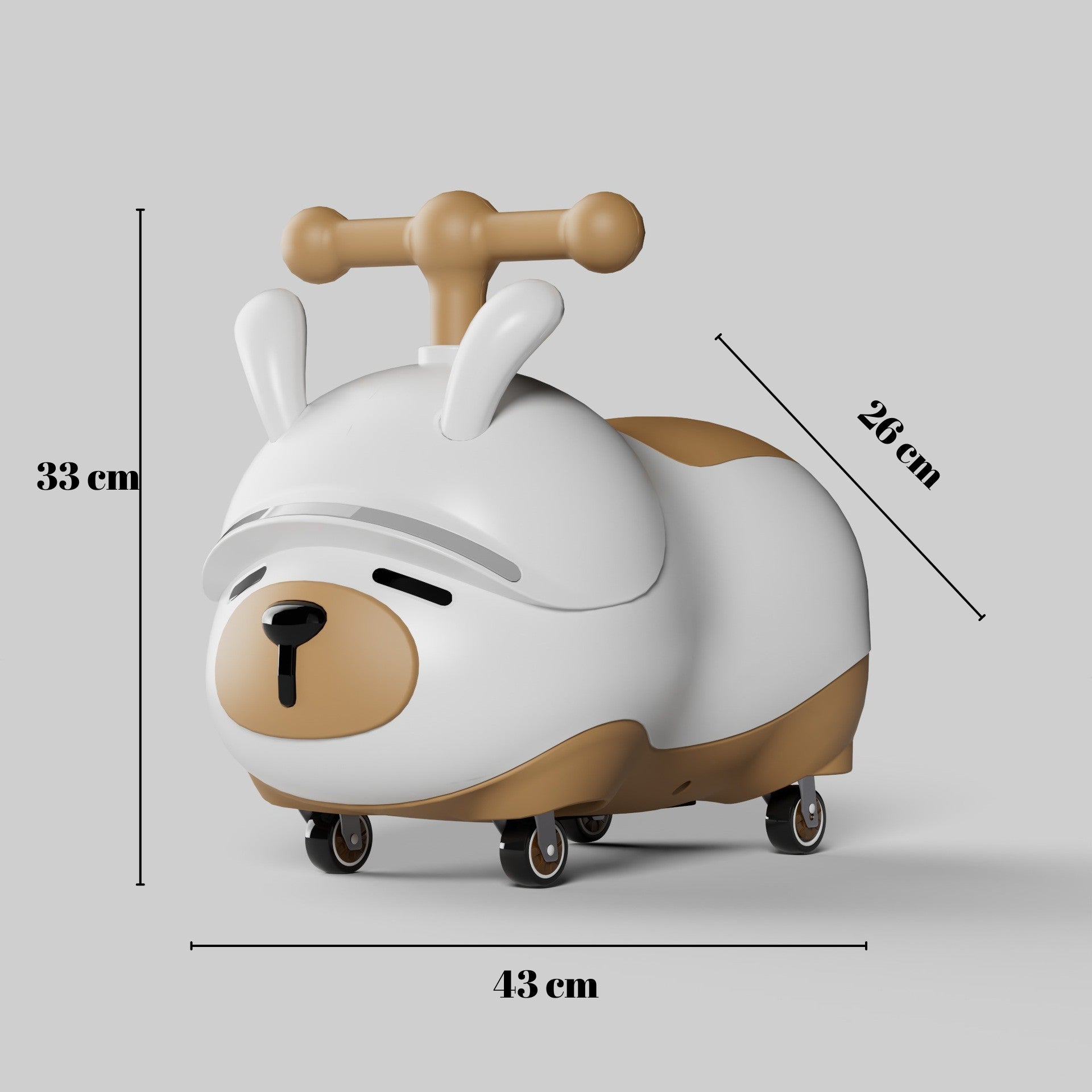 Masinuta Ride-On Flippy, Sistem Anti-Rasturnare, Sistem de Lumini si Sunet, Bluetooth, 1-3 Ani, Model Catel, 43 x 33 x 26 cm, Alb - Maro-1