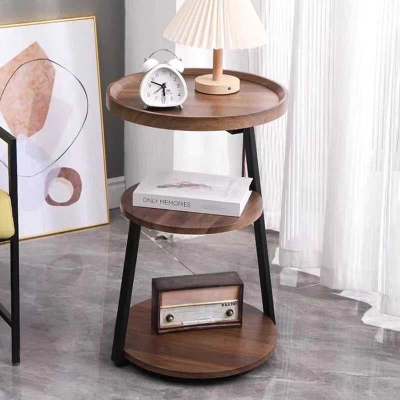 Masuță de cafea pentru living cu 3 polite rotunde, MDF