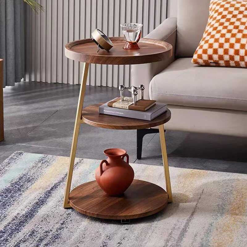 Masuță de cafea pentru living cu 3 polite rotunde, MDF