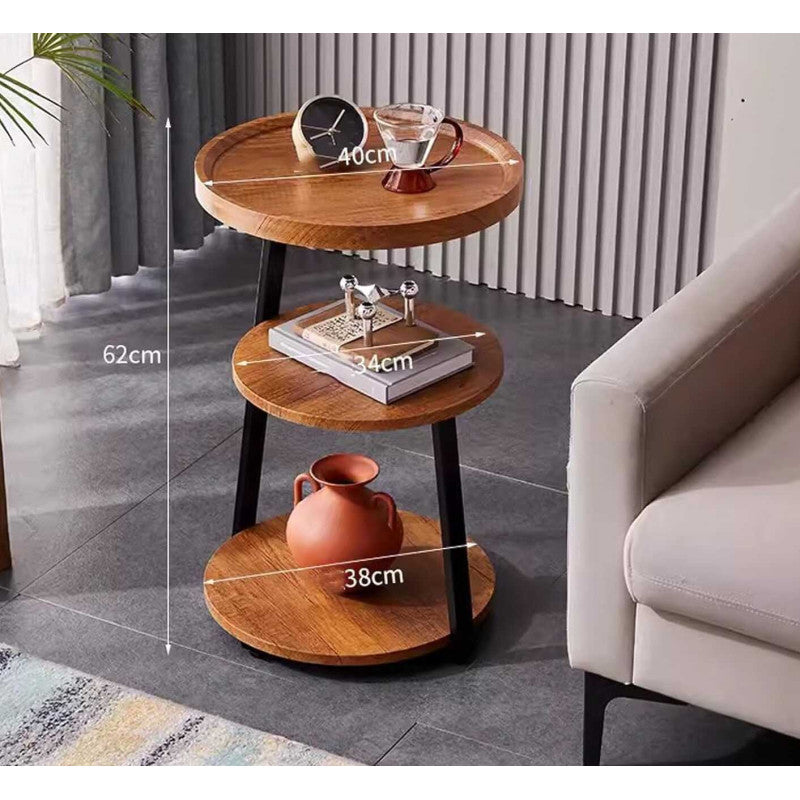 Masuță de cafea pentru living cu 3 polite rotunde, MDF