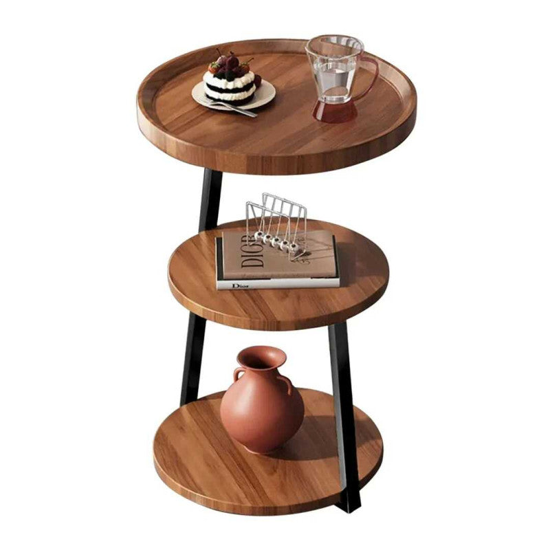 Masuță de cafea pentru living cu 3 polite rotunde, MDF