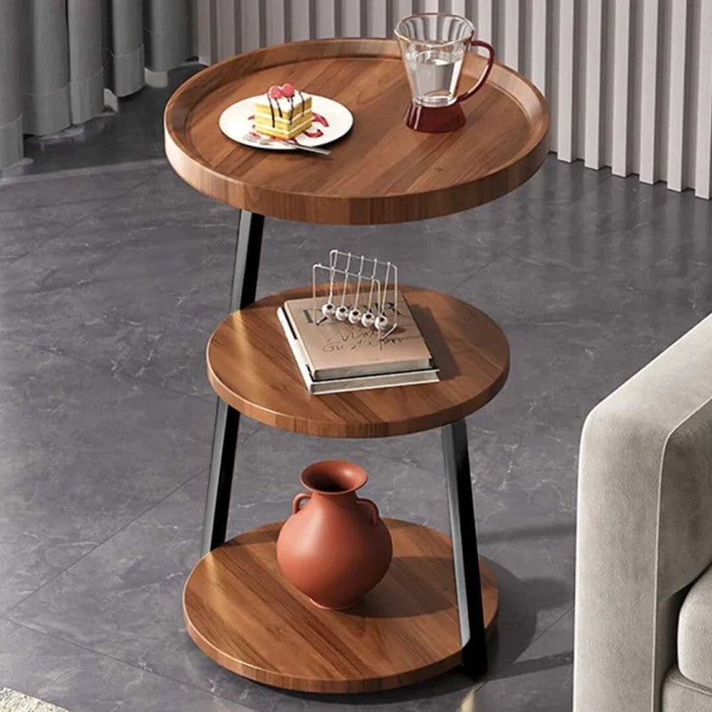 Masuță de cafea pentru living cu 3 polite rotunde, MDF