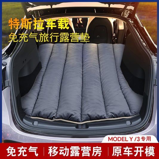 Saltea Speciala de Calatorie, Flippy, Tesla Model Y / 3, Montare pe masina, pentru Camping, Portbagaj, Spate, pentru Dormit in Aer Liber, Geanta si Perna Incluse, Gri-1