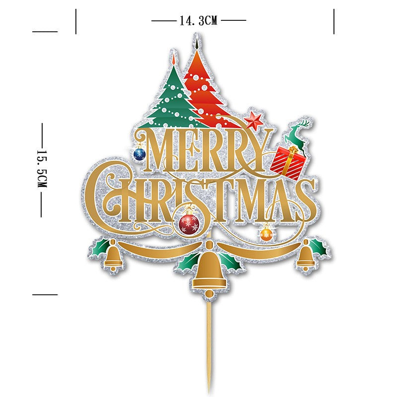 Set Toppere pentru Tort si Prajituri, Flippy, Tematica Craciun, Model Mare Scris Merry Christmas 15.5x14.3 cm, 6 Toppere Mici Modele Variate 5x5 cm, Multicolor-1