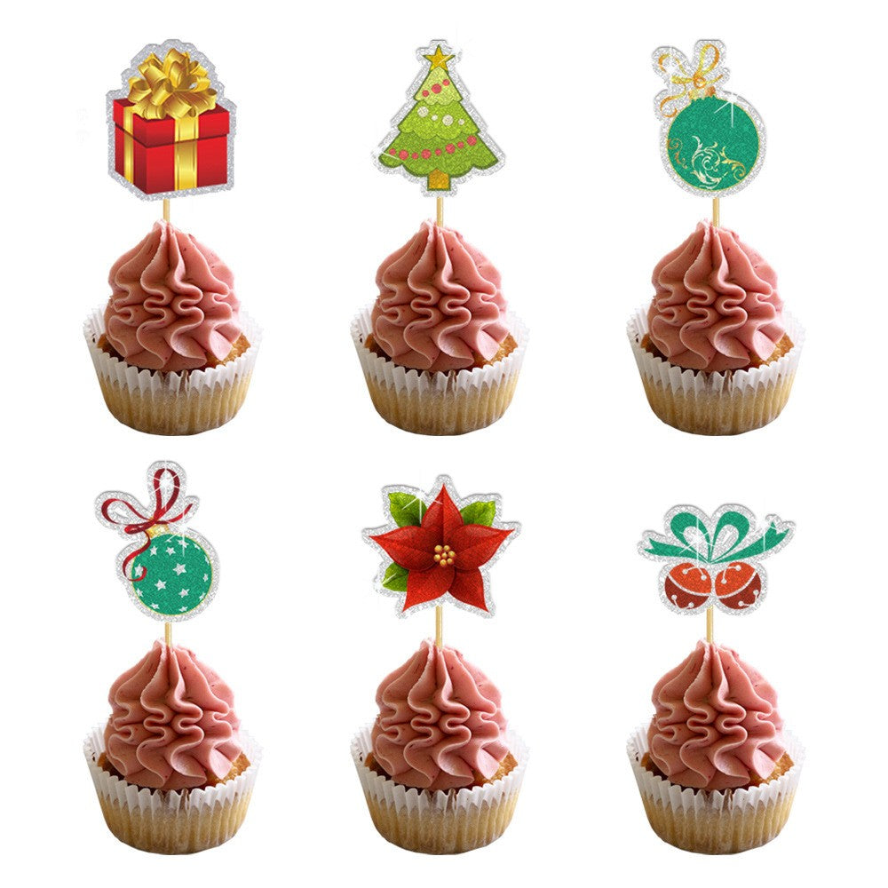 Set Toppere pentru Tort si Prajituri, Flippy, Tematica Craciun, Model Mare Scris Merry Christmas 15.5x14.3 cm, 6 Toppere Mici Modele Variate 5x5 cm, Multicolor-2