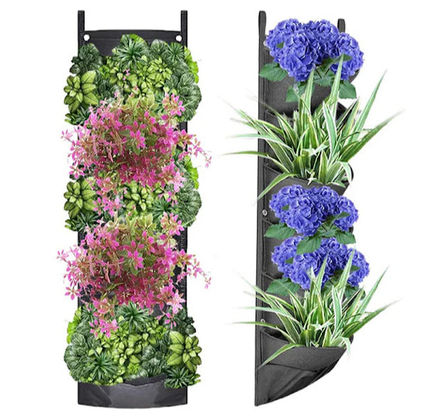Jardinieră Verticală Neagră cu 6 Buzunare Material Textil
