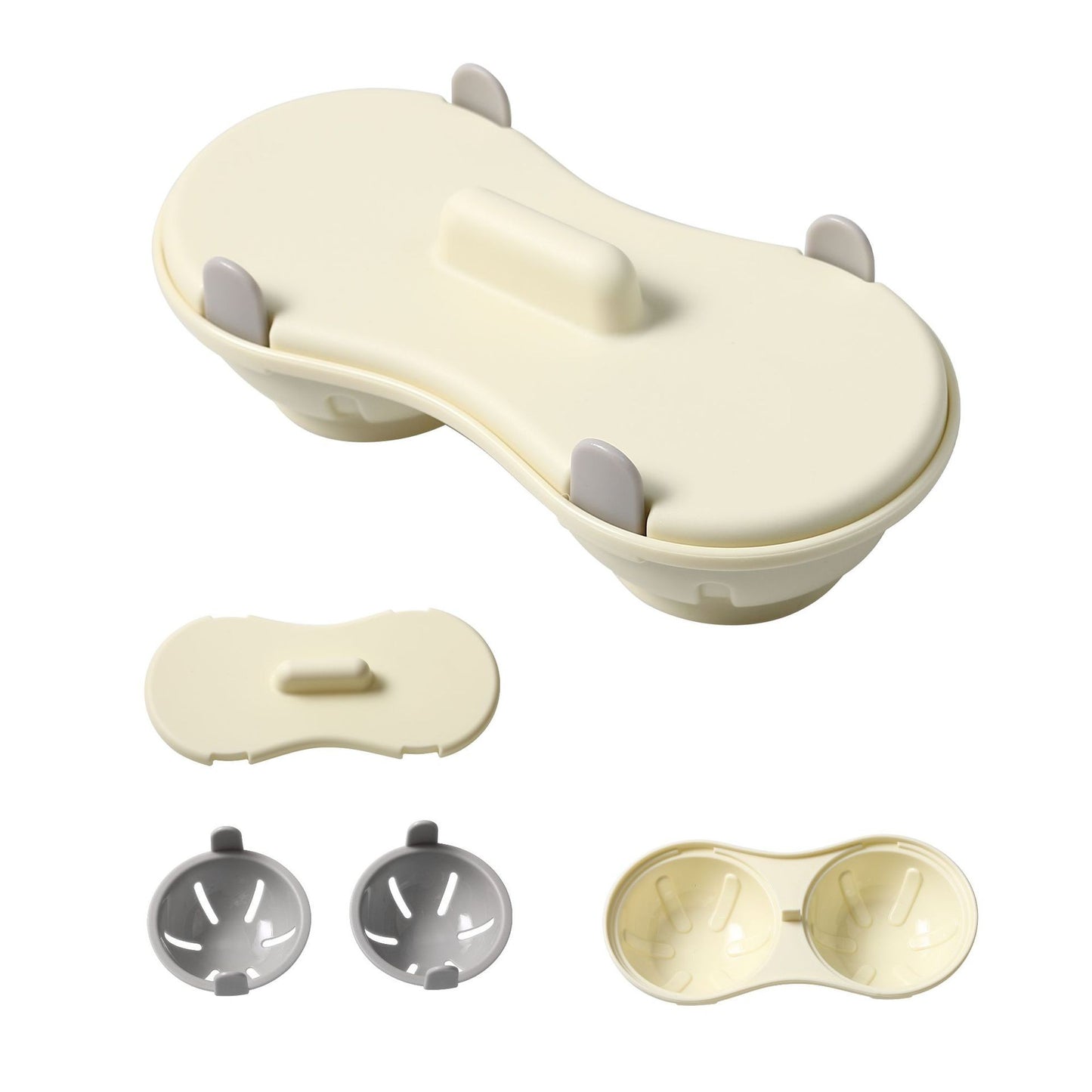 Recipient din Plastic Flippy, pentru PRegatit Oua la Microunde, 2 vase, Crem-0