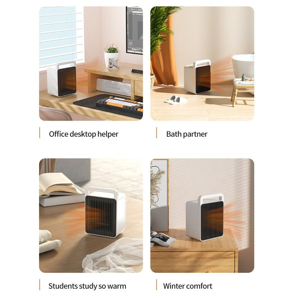 Mini Aeroterma, Flippy, Mini Radiator Electric, Putere 900 W, Buton cu 2 Trepte de Temperatura, Inchidere Automata, cu Maner de Prindere, 15x10.3x21 cm, Alb/ Negru-3