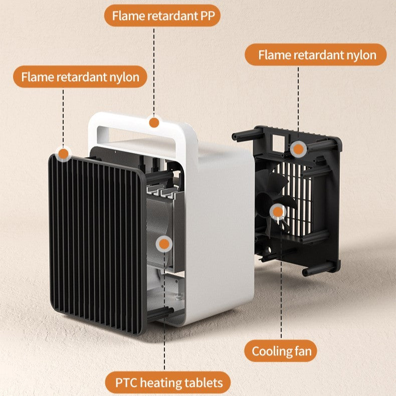 Mini Aeroterma, Flippy, Mini Radiator Electric, Putere 900 W, Buton cu 2 Trepte de Temperatura, Inchidere Automata, cu Maner de Prindere, 15x10.3x21 cm, Alb/ Negru-7
