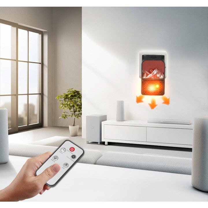 Mini Aeroterma Puternica Portabila Flippy, Putere 500W, Mini radiator electric cu Display LCD, efect de semineu si flacara, cu telecomanda-7