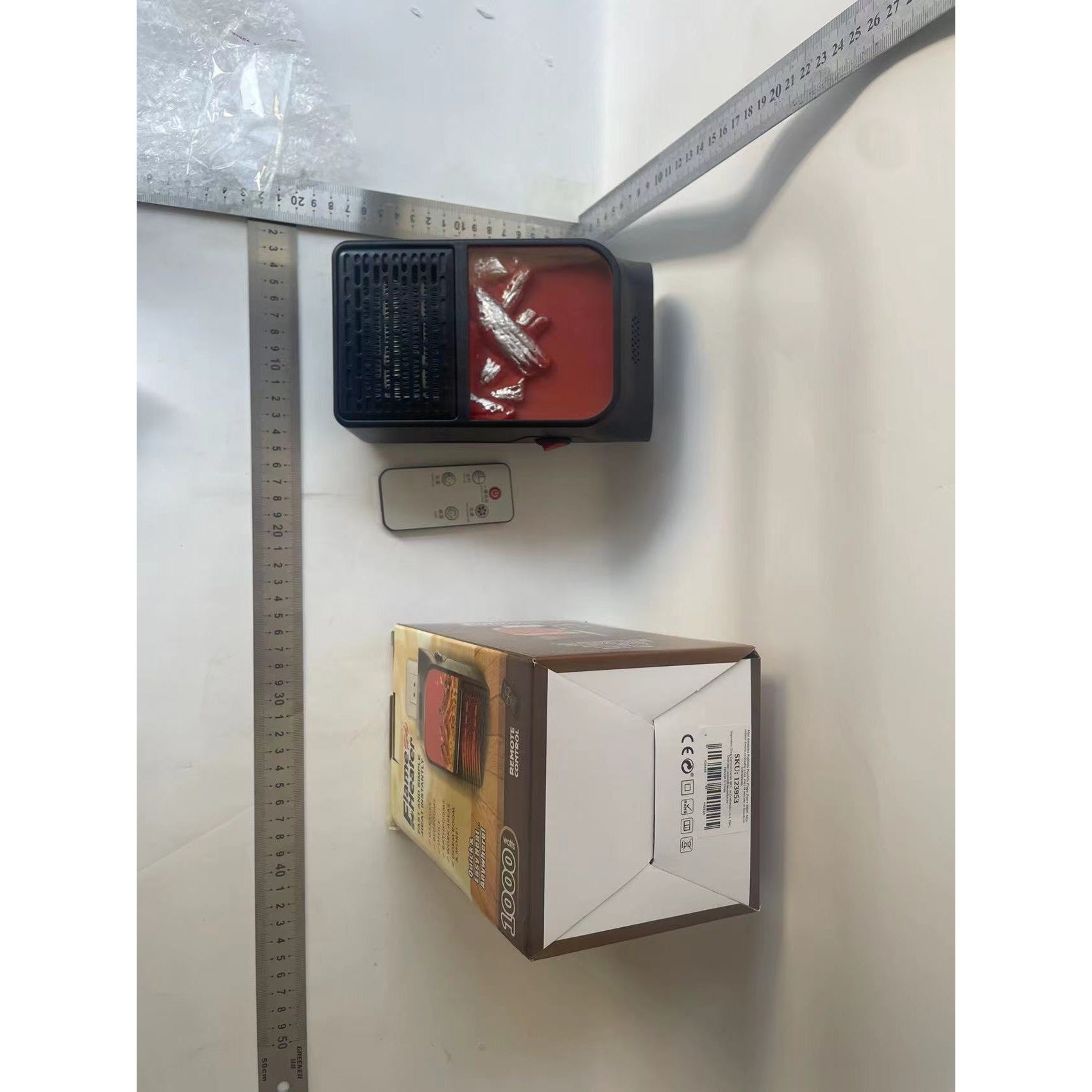 Mini Aeroterma Puternica Portabila Flippy, Putere 500W, Mini radiator electric cu Display LCD, efect de semineu si flacara, cu telecomanda-8