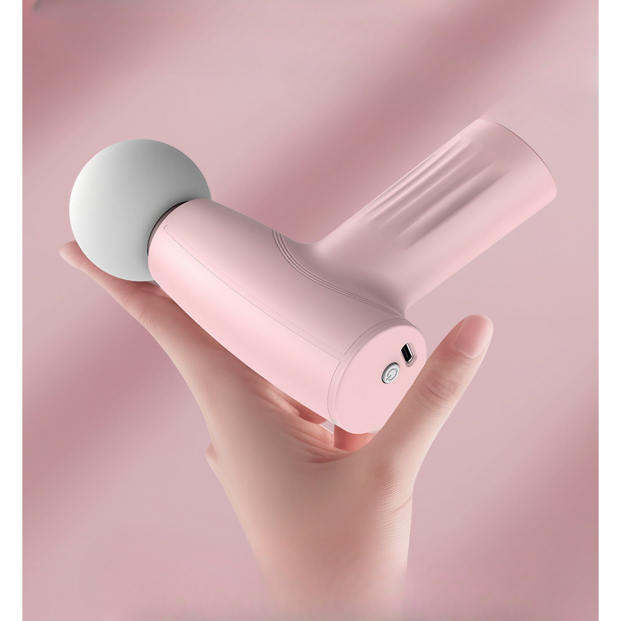 Mini Aparat de Masaj, Flippy, Tip Pistol, Incarcare USB Tip C, Portabil, Pentru Relaxare Musculara, Autonomie 120 Min, 3 Trepte de Viteza, Roz-2