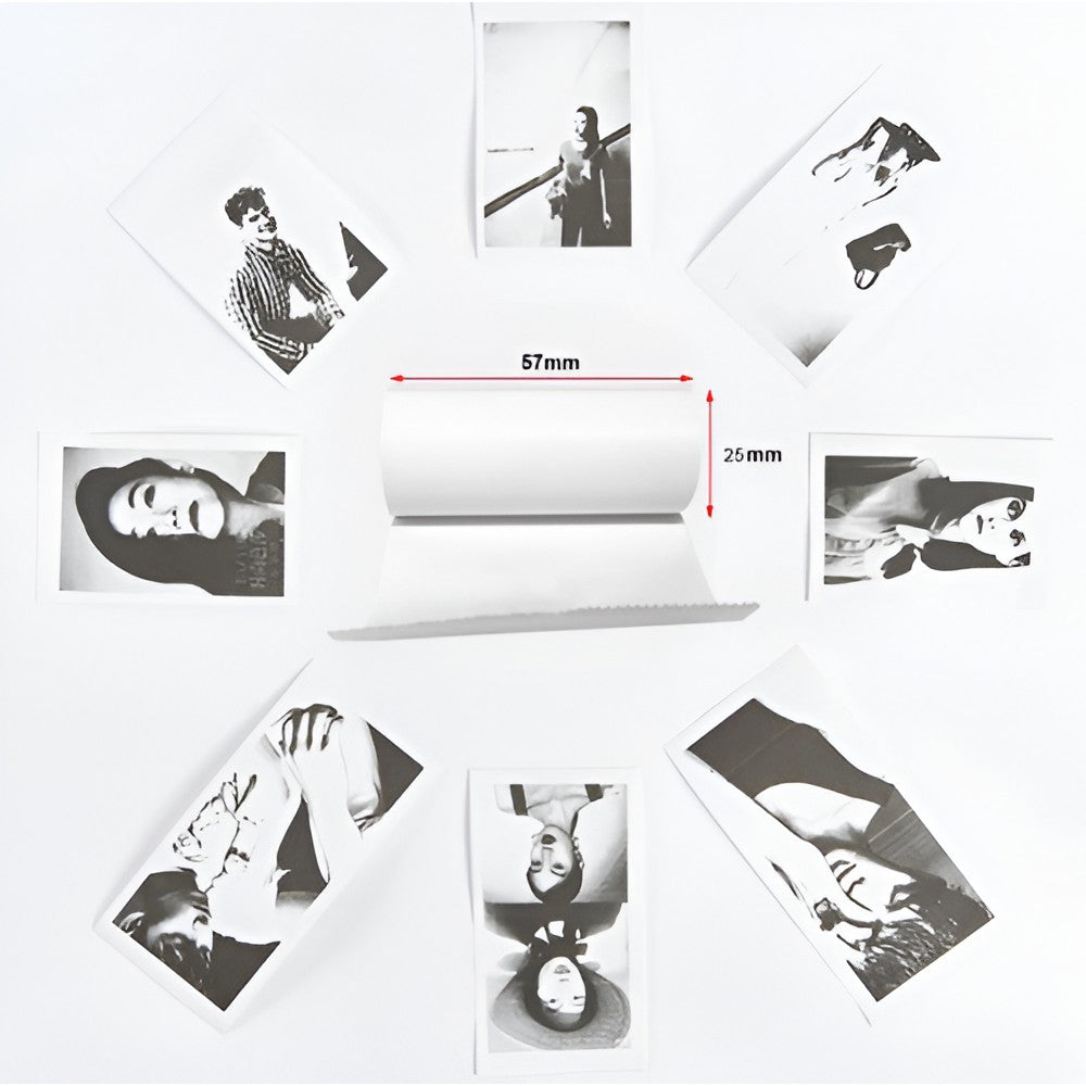 Mini Imprimanta Foto Portabila, Flippy, 5 Role de Hartie Termica, 5 Role Autocolante, 3 Role Colorate, Pixuri, Incarcare USB, Model Pisica, Alb Verde-2