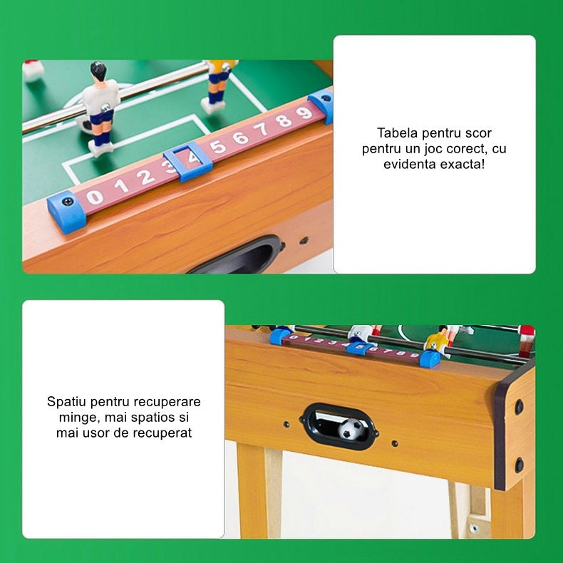 Mini Masa de Fotbal cu Teren si 12 Jucatori Flippy, 4 Manere, cu Tablou pentru Scor, din Metal, Lemn si ABS, 51 x 31 x 9.6 cm, pentru copii/adulti-5