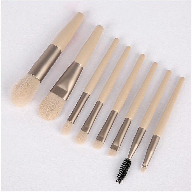 Mini set portabil 8 pensule de machiaj Bej, Flippy-1
