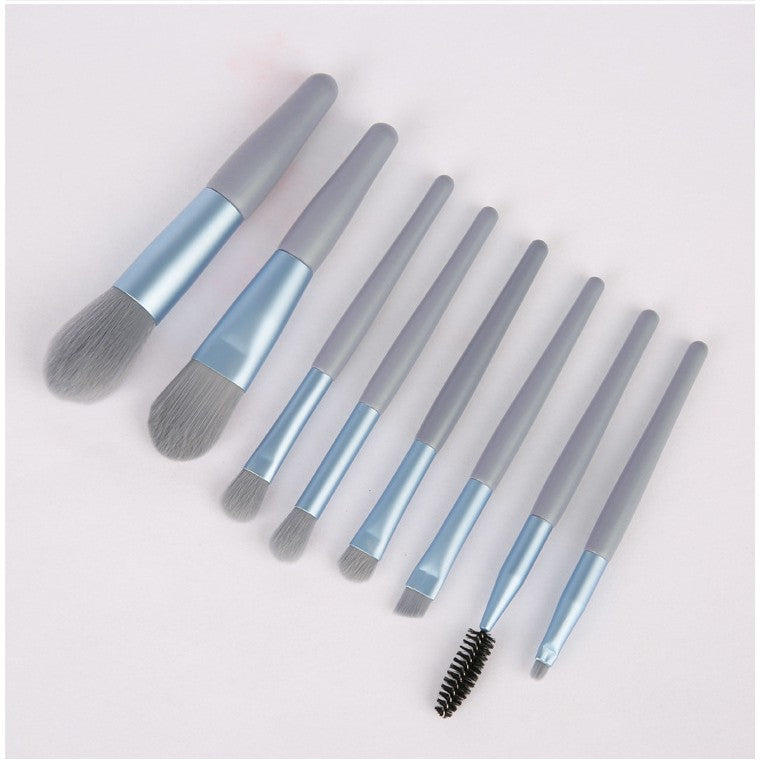 Mini set portabil 8 pensule de machiaj cu husa albastra, Flippy-3
