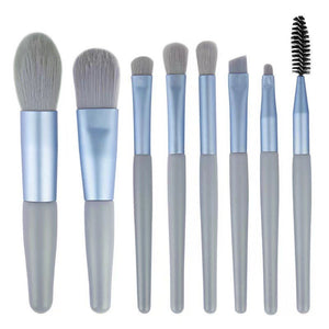 Mini set portabil 8 pensule de machiaj cu husa albastra, Flippy-0