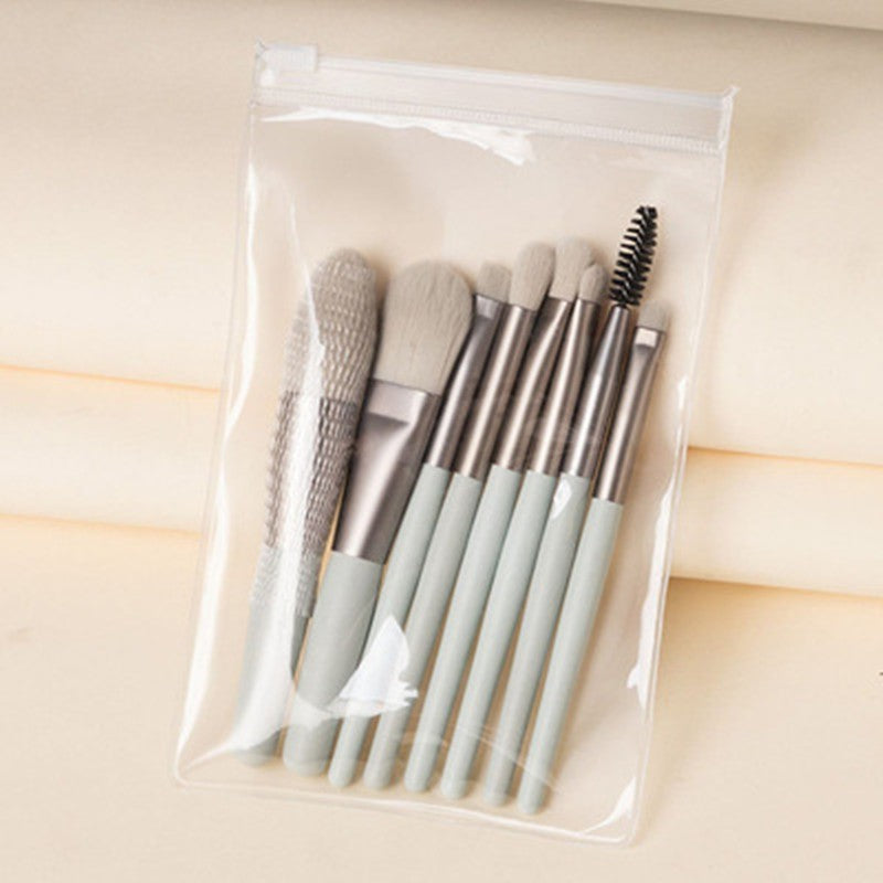 Mini set portabil 8 pensule de machiaj verzi, Flippy-1
